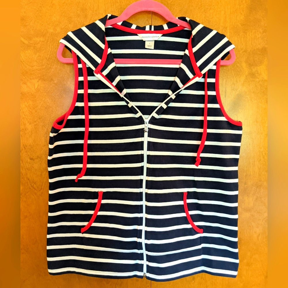 Christopher & Banks Navy Striped Vest